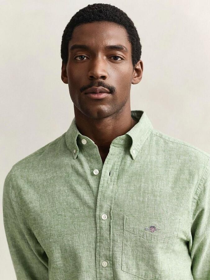 Gant Overhemd Cotton Linen Groen - Foto 2