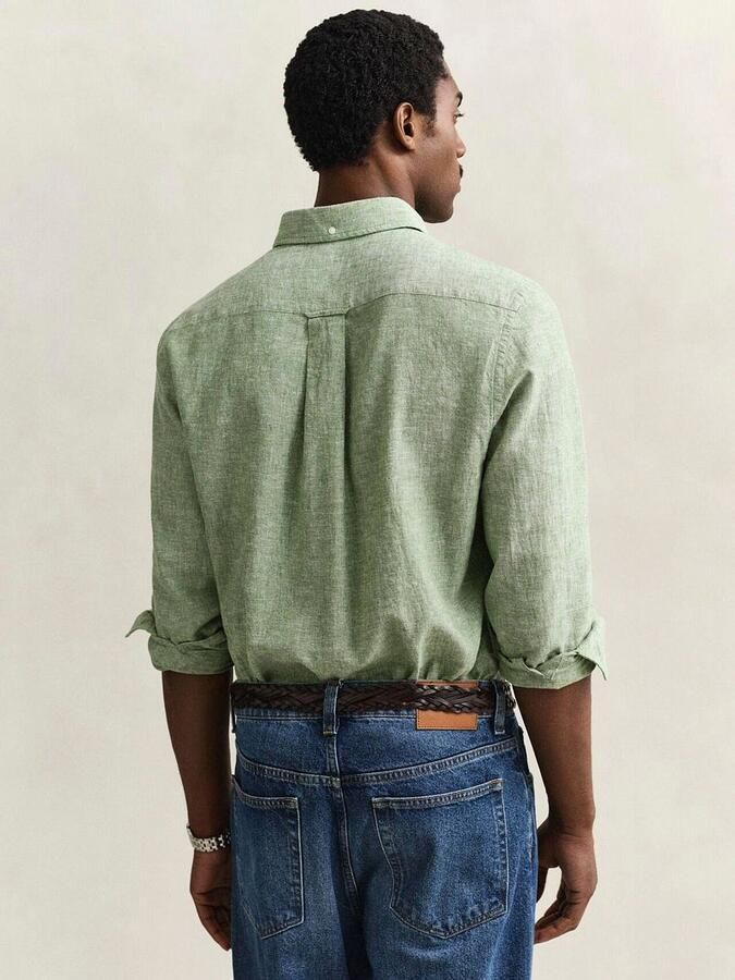 Gant Overhemd Cotton Linen Groen - Foto 4