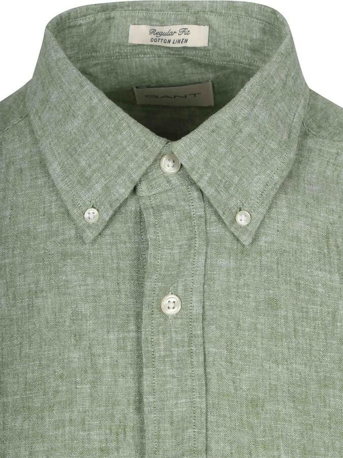 Gant Overhemd Cotton Linen Groen - Foto 5