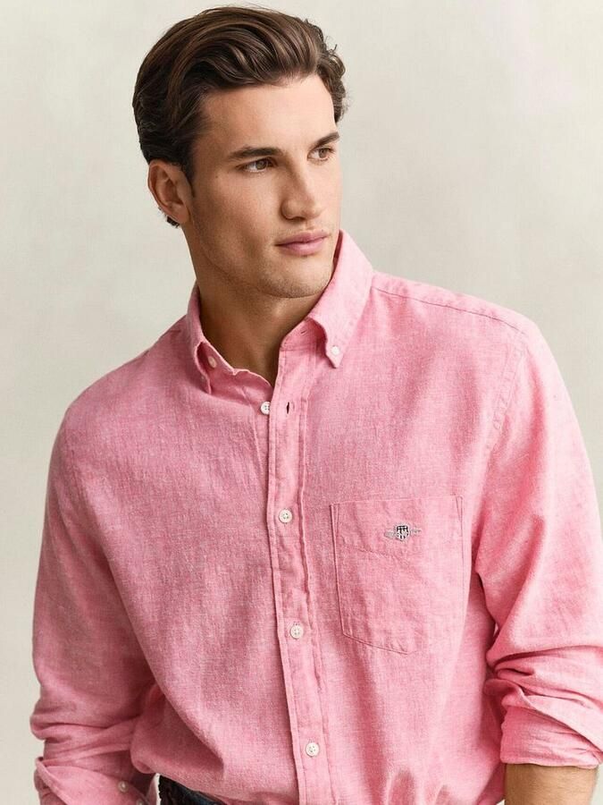 Gant Overhemd Lange Mouw Overhemd Cotton Linen Roze - Foto 5