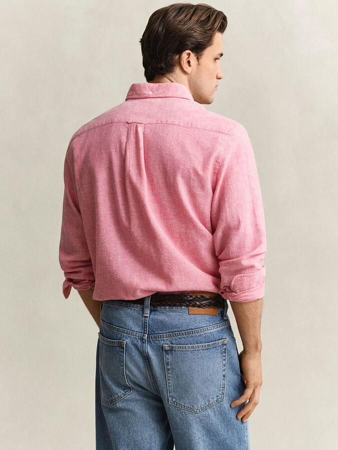 Gant Overhemd Lange Mouw Overhemd Cotton Linen Roze - Foto 7