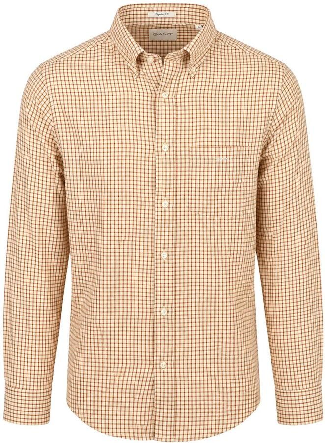 Gant Overhemd Lange Mouw Overhemd Flanel Ruit Caramel - Foto 3