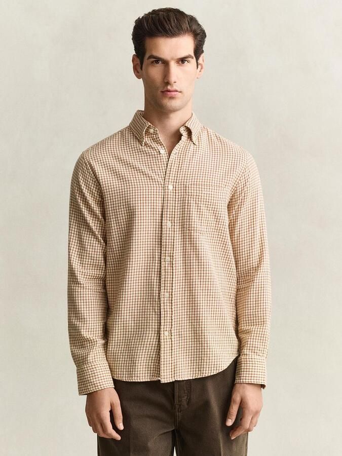 Gant Overhemd Lange Mouw Overhemd Flanel Ruit Caramel - Foto 6
