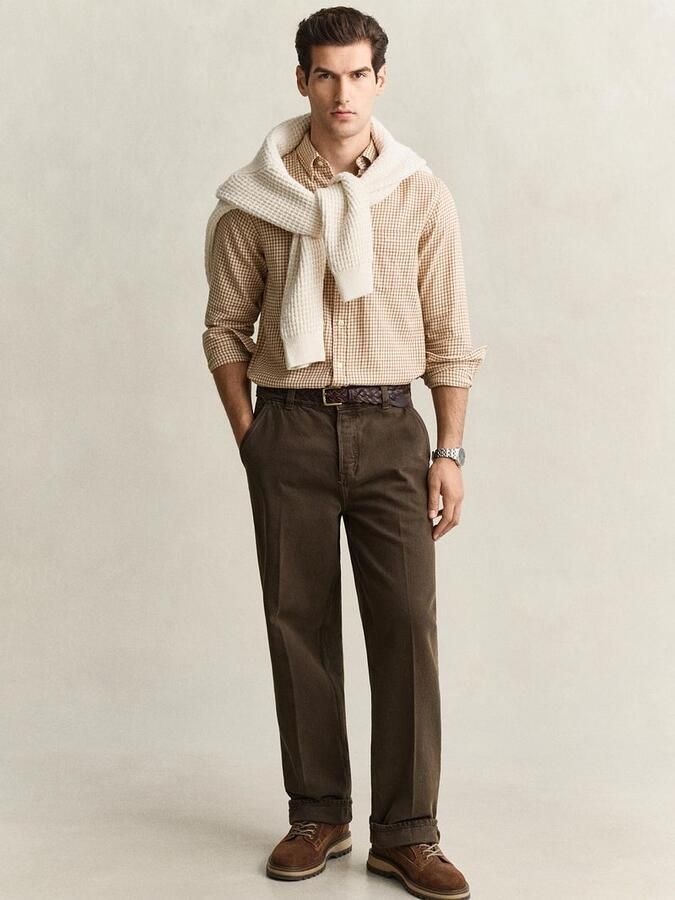 Gant Overhemd Lange Mouw Overhemd Flanel Ruit Caramel - Foto 7