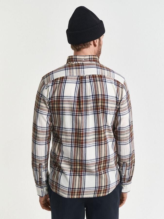 Gant Overhemd Lange Mouw Overhemd Flanel Ruit Ecru - Foto 5
