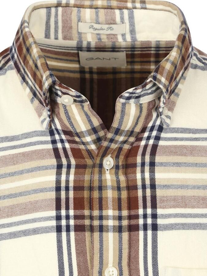 Gant Overhemd Lange Mouw Overhemd Flanel Ruit Ecru - Foto 6
