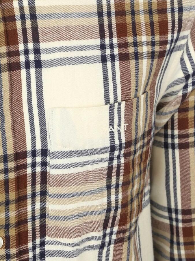 Gant Overhemd Lange Mouw Overhemd Flanel Ruit Ecru - Foto 7