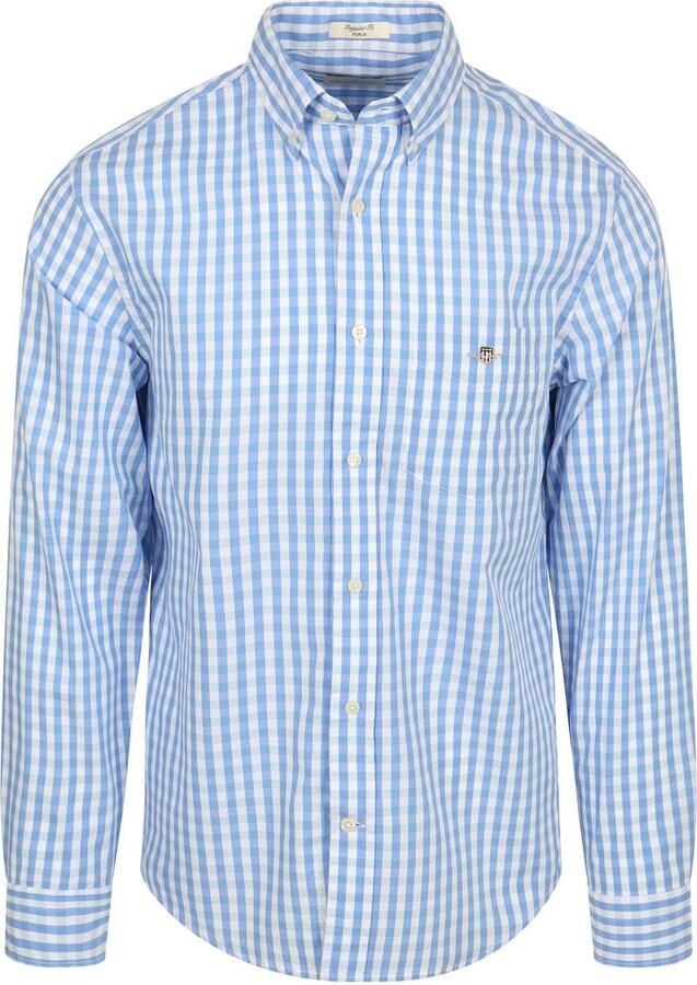 Gant Overhemd Gingham Poplin Classic Blauw