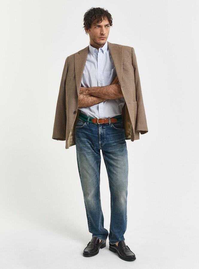 Gant Overhemd met lange mouwen REG POPLIN GINGHAM SHIRT met logoborduursel op borsthoogte - Foto 6