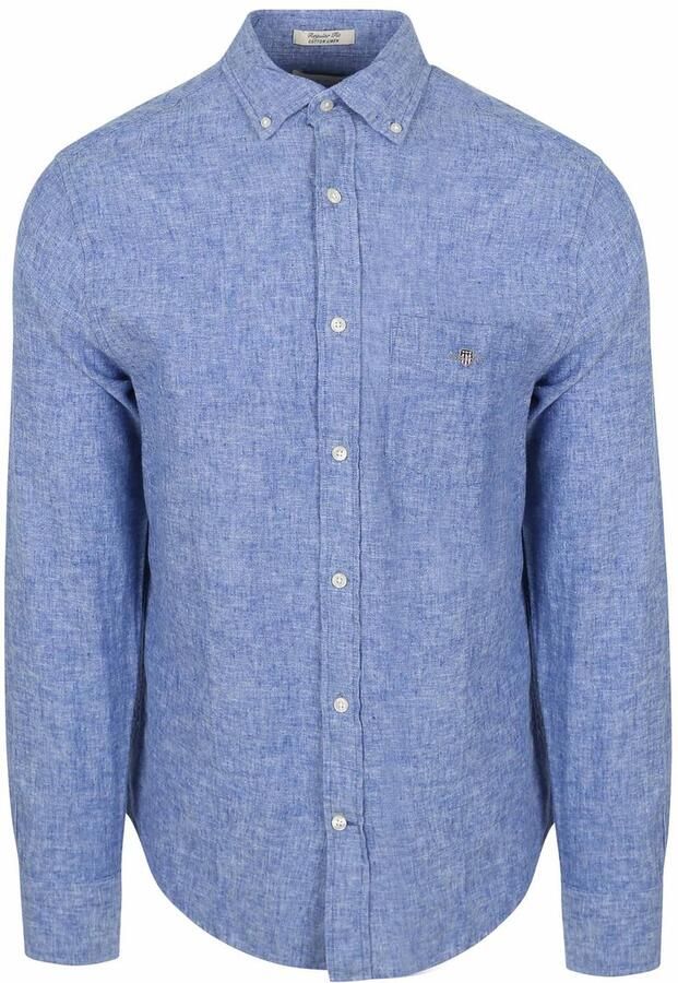 Gant Overhemd Linnen Blauw