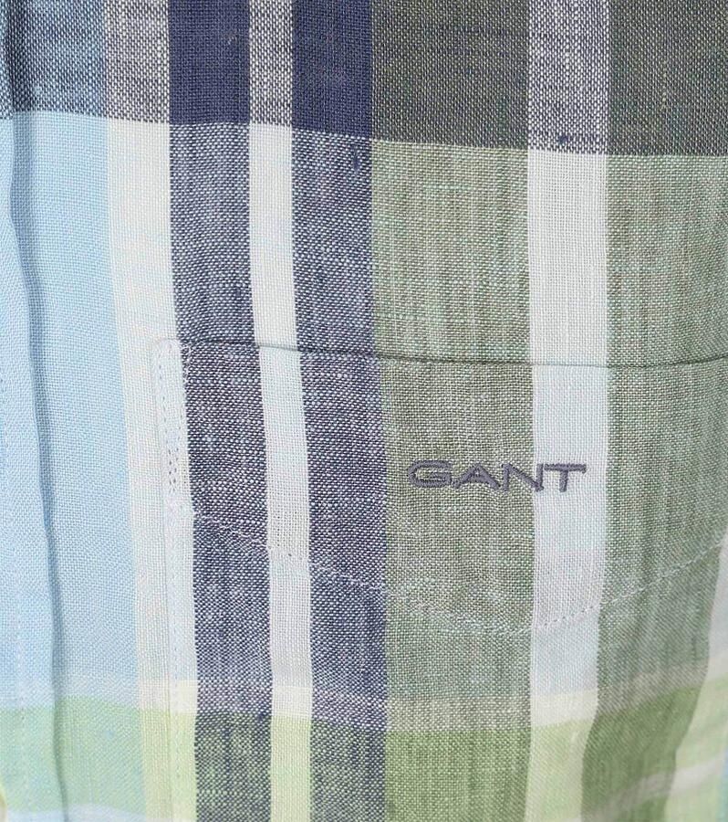 Gant Overhemd Linnen Ruiten Blauw Groen - Foto 2