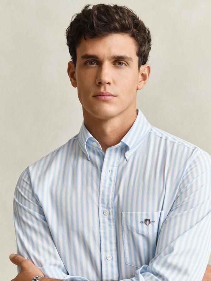 Gant Overhemd Stripe Poplin Classic Blauw - Foto 2
