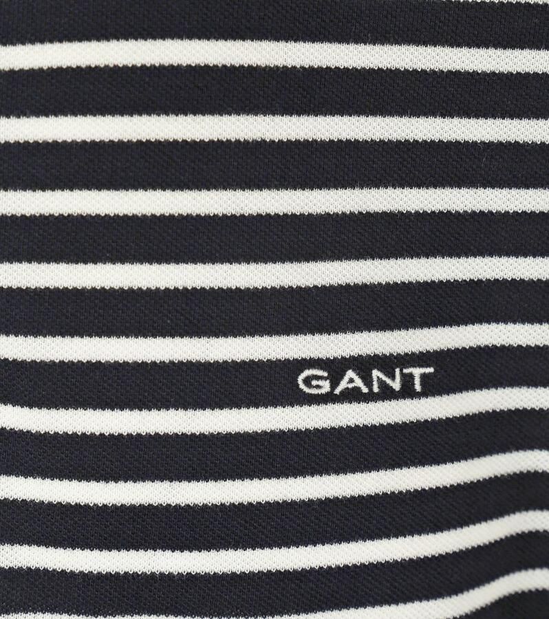 Gant Zwart Gestreept Polo Shirt Korte Mouw Black Heren