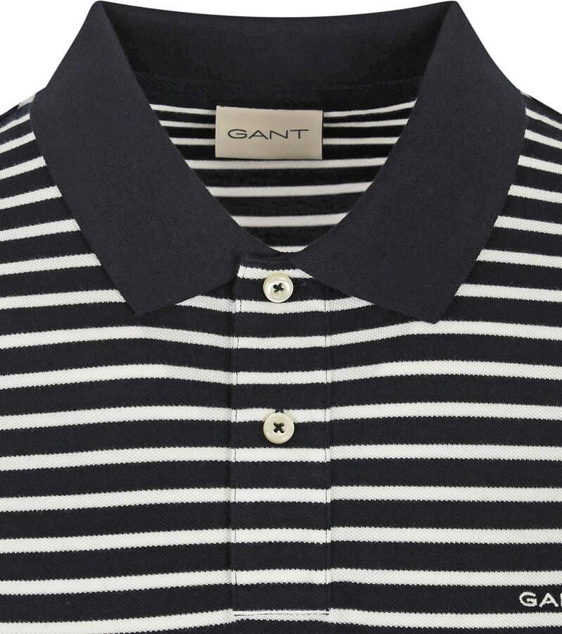 Gant Zwart Gestreept Polo Shirt Korte Mouw Black Heren - Foto 2