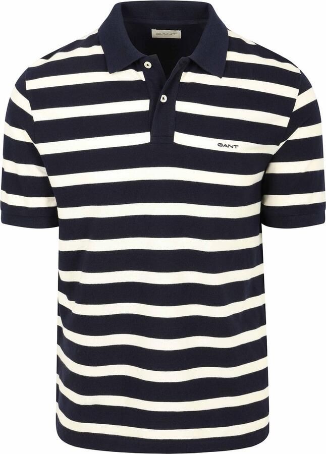 Gant Poloshirt Stripe Navy Wit