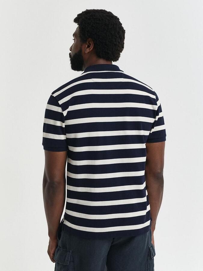 Gant Poloshirt Stripe Navy Wit - Foto 4