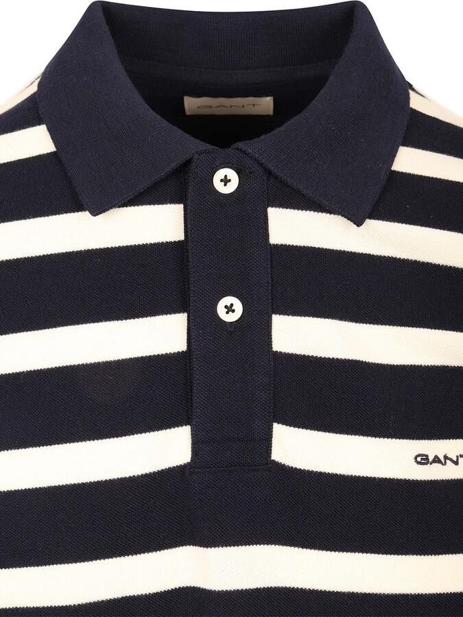 Gant Poloshirt Stripe Navy Wit - Foto 5
