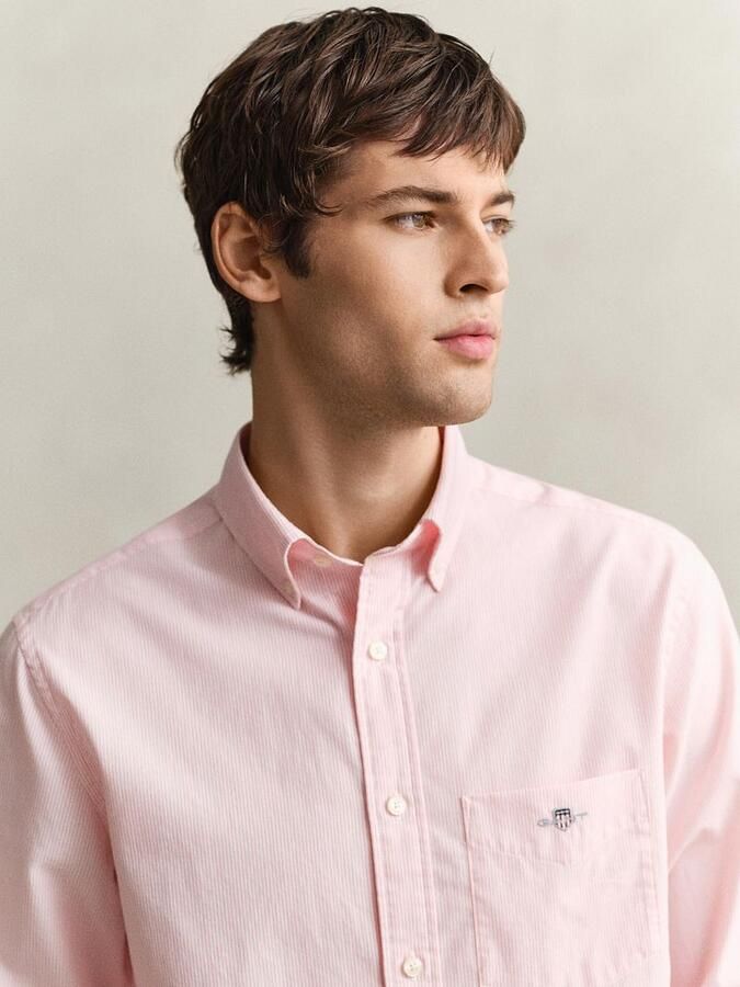 Gant Poplin Banker Overhemd Streep Roze - Foto 2