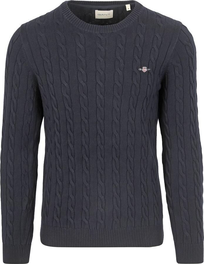 Gant Gebreide trui COTTON CABLE C-NECK met wapen-logo borduurwerk op de borst - Foto 18