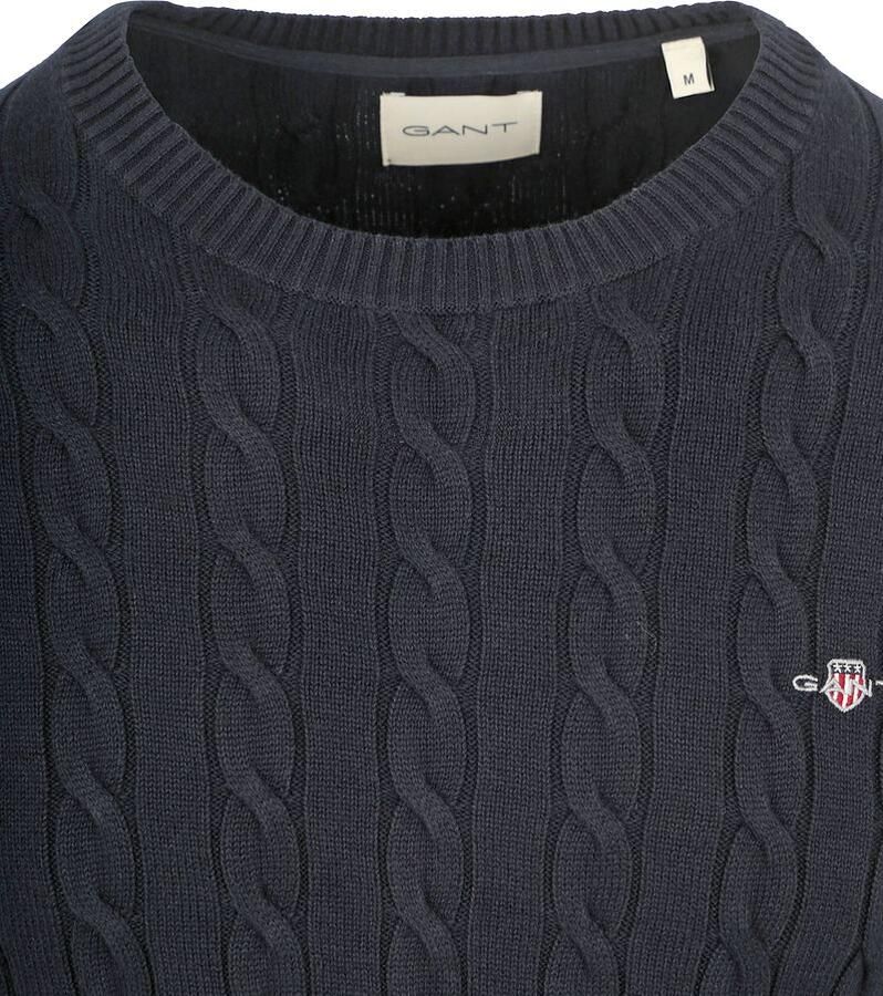 Gant Gebreide trui COTTON CABLE C-NECK met wapen-logo borduurwerk op de borst
