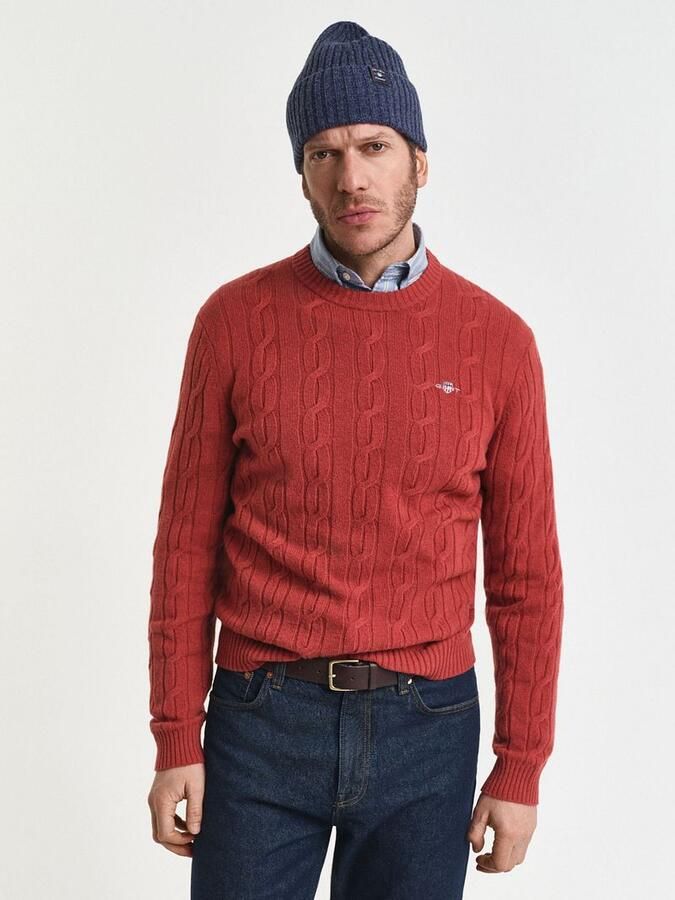 Gant Pullover Crewneck Lambswool Cable Modern Rust - Foto 3