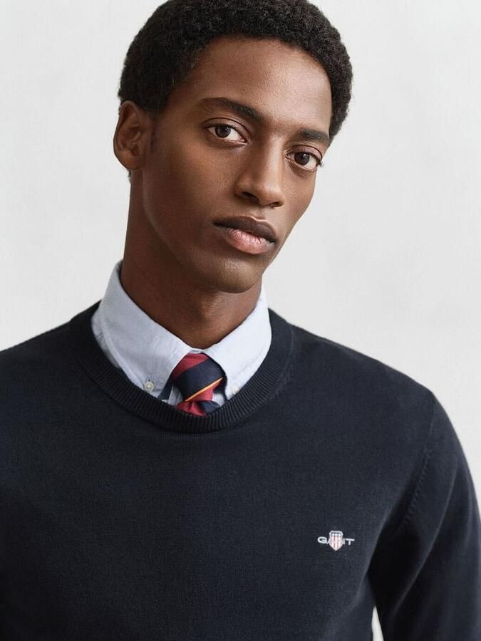 Gant Trui met ronde hals CLASSIC COTTON C-NECK Premium gebreide trui van zacht 100% katoen overgangstrui - Foto 5