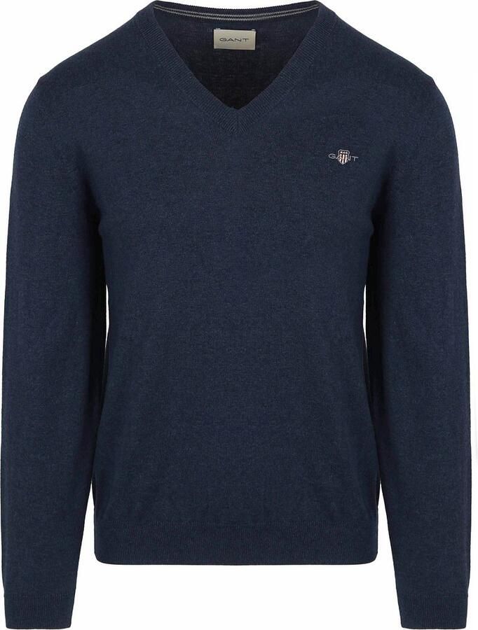 GANT fijngebreide trui met logo dark jeansblue melange