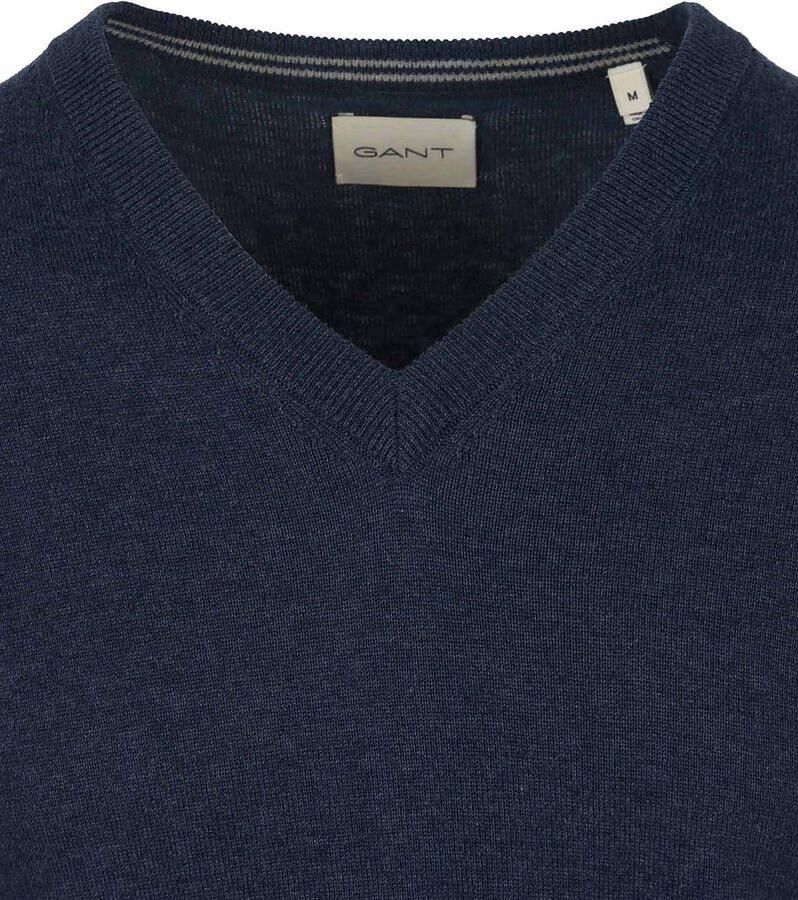 GANT fijngebreide trui met logo dark jeansblue melange - Foto 2
