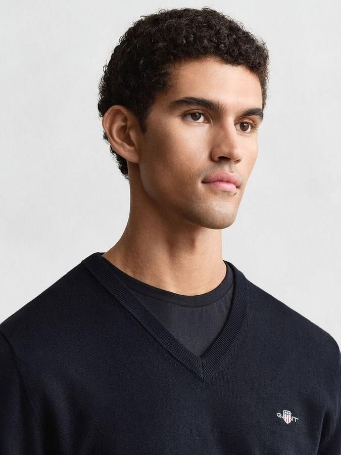 Gant Trui met V-hals CLASSIC COTTON V-NECK Premium gebreide jersey van zacht 100% katoen overgangstrui - Foto 4