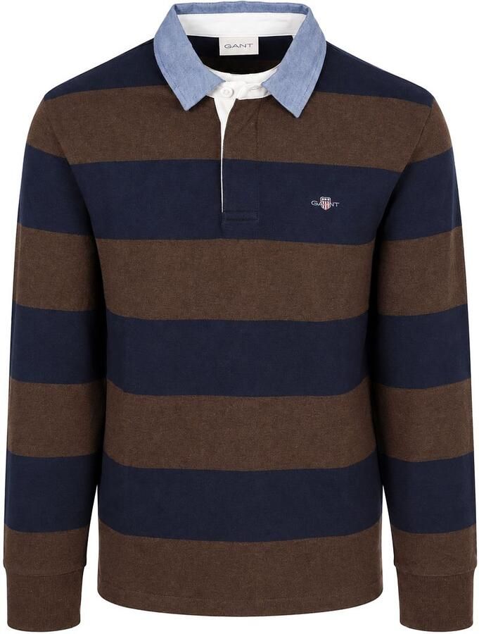 Gant Rugger Shield Chambray Polo Streep Navy Bruin