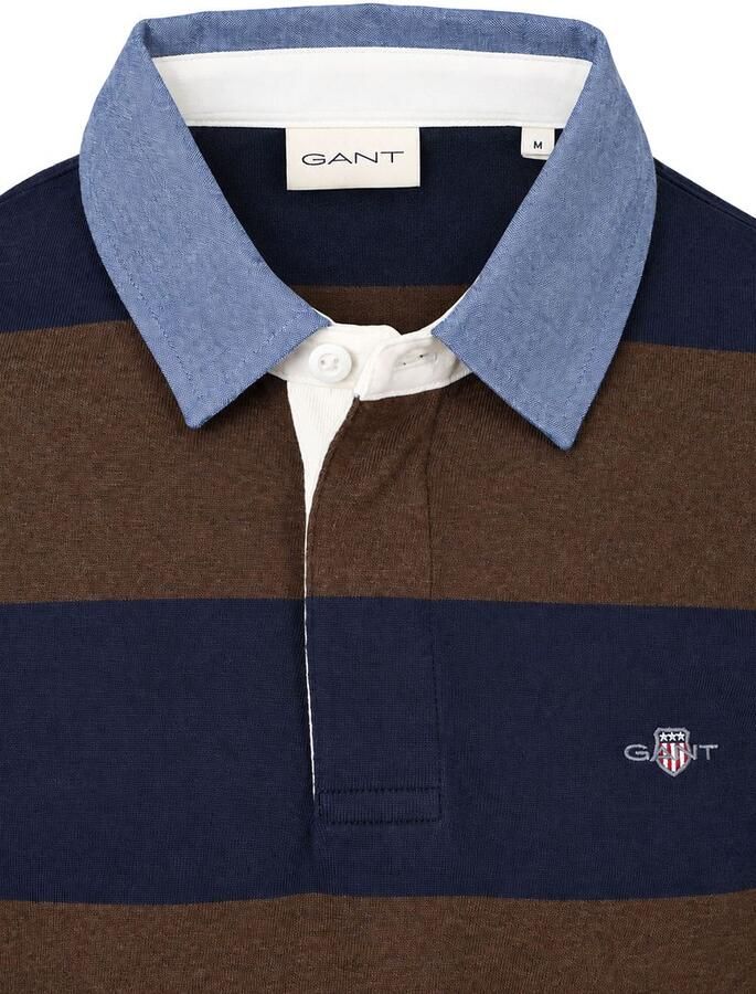 Gant Rugger Shield Chambray Polo Streep Navy Bruin - Foto 2