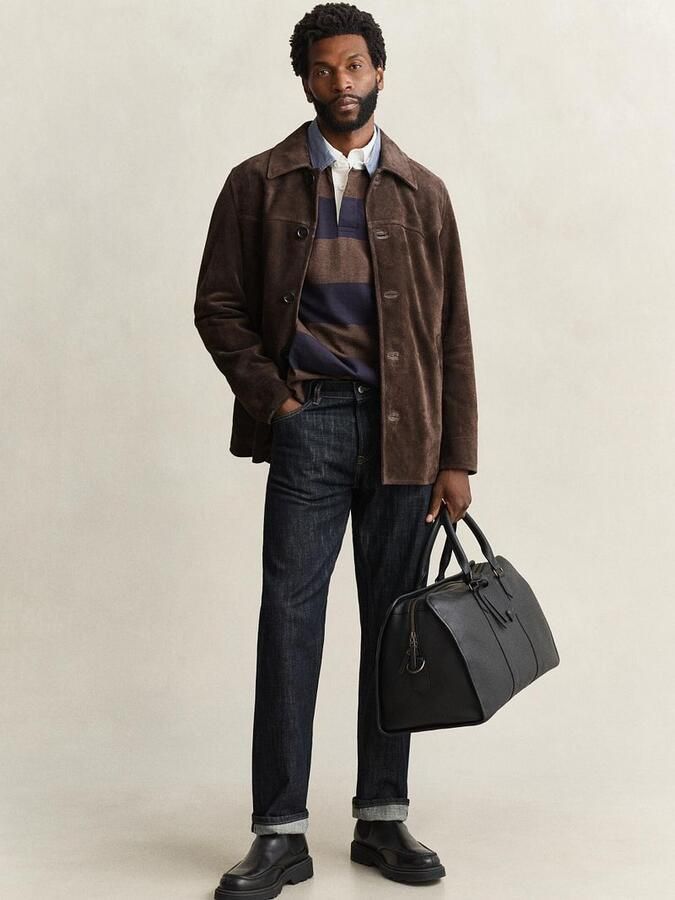 Gant Rugger Shield Chambray Polo Streep Navy Bruin - Foto 5