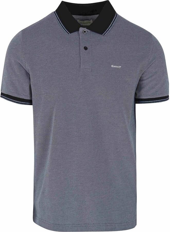 Gant poloshirt normale fit blauw effen Pima katoen - Foto 4