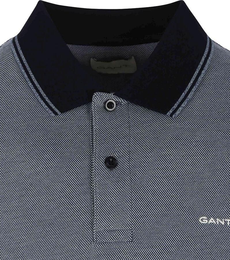 Gant poloshirt normale fit blauw effen Pima katoen