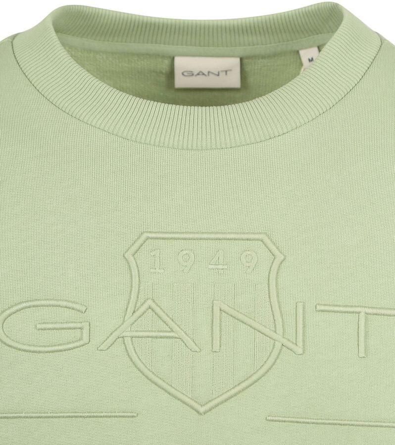 Gant Sweater Embossed Logo Lichtgroen - Foto 2