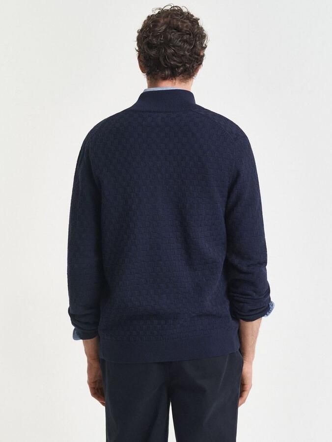 Gant Sweaters Vest Texture Donkerblauw - Foto 4