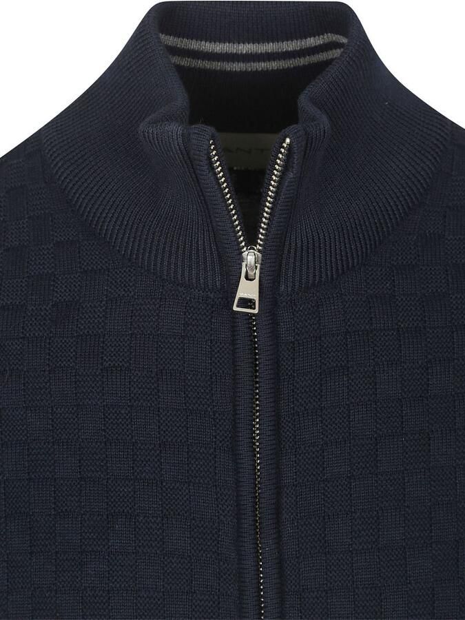Gant Sweaters Vest Texture Donkerblauw - Foto 6