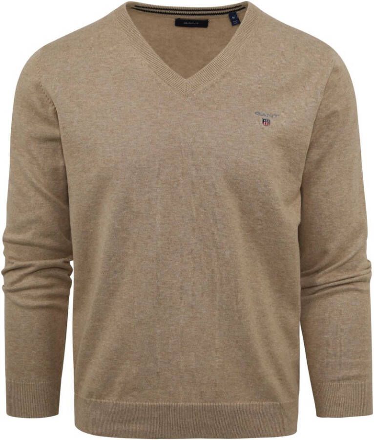 GANT Trui 100% katoen V-hals Van beige