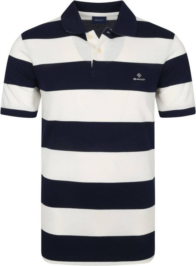 Gant Polo gestreept donkerblauw wit