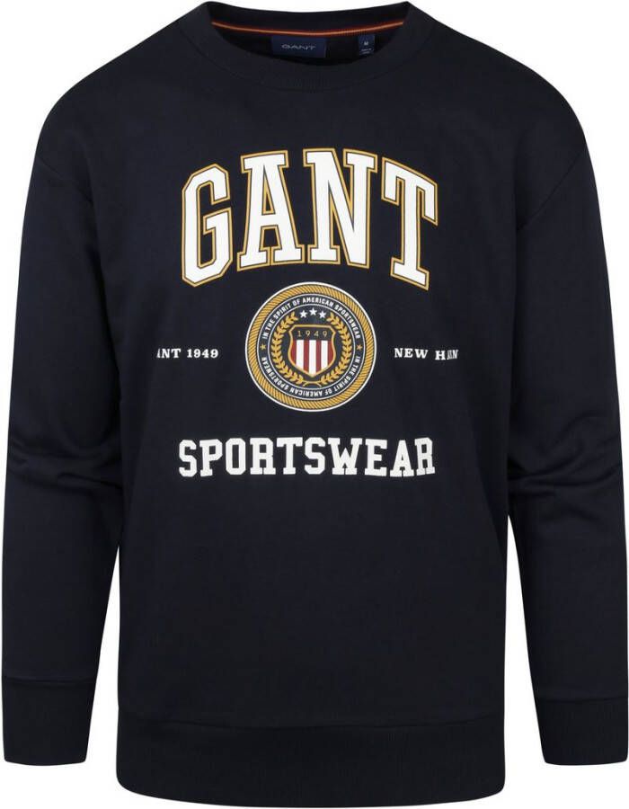 Gant Sweater O-Halsavy Blauw Heren