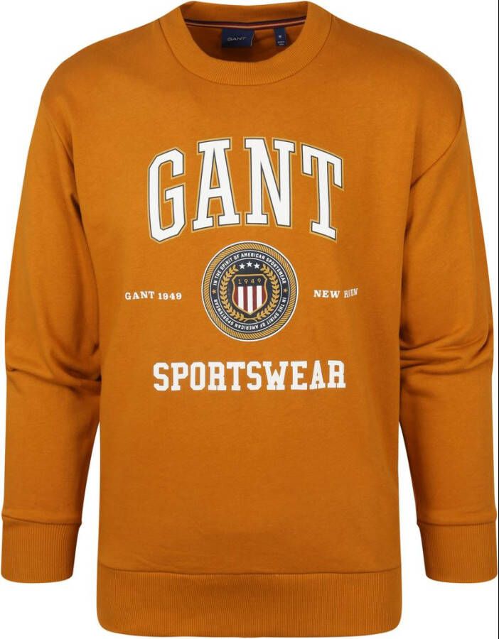 Gant Sweater O-Hals Okergeel Oranje Heren