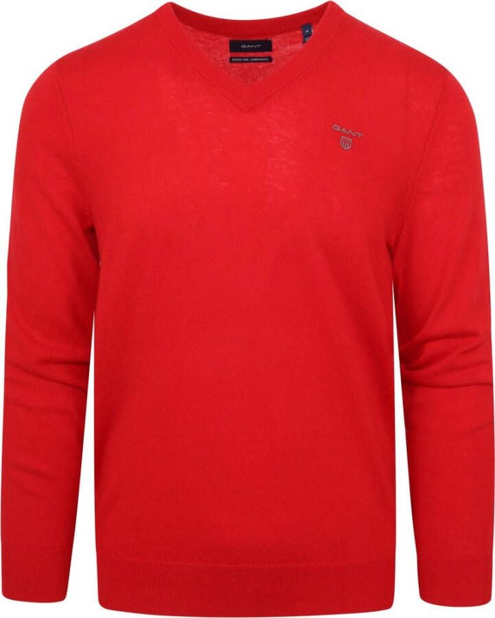 Gant Trui Lamswol V-Neck Rood Heren