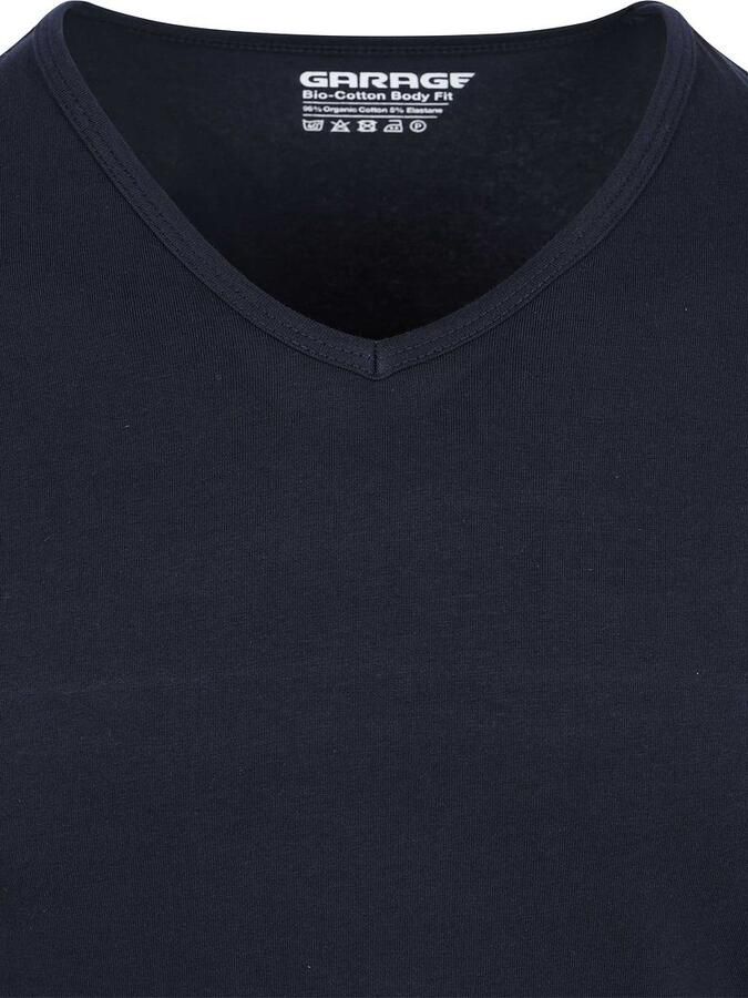 Garage 2-Pack Basic T-shirt Bio V-Neck Donkerblauw - Foto 2