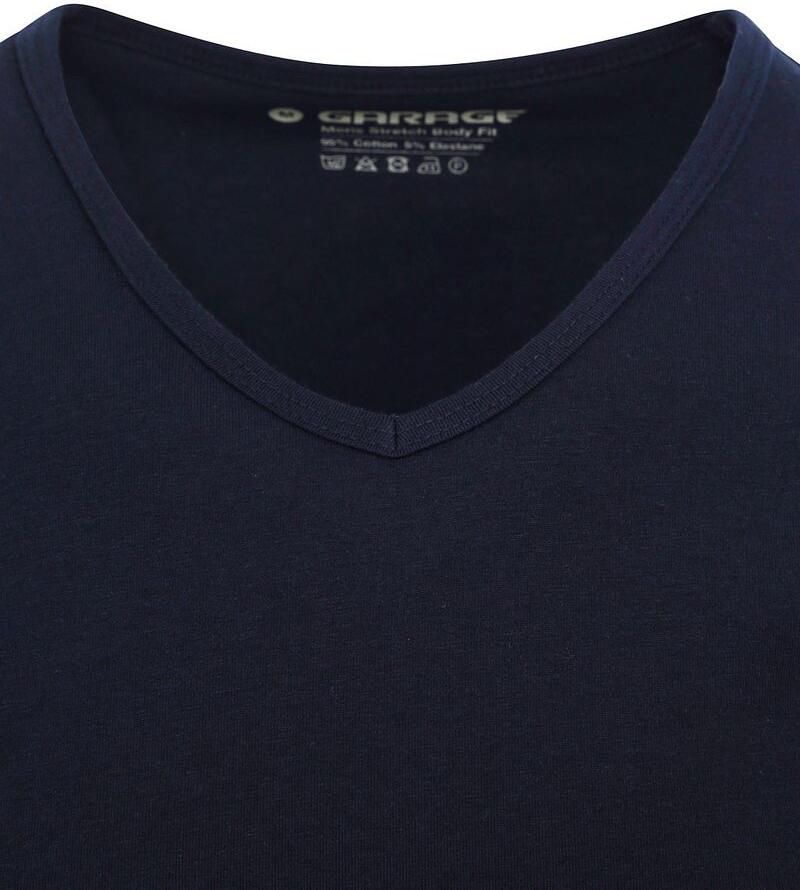 Garage T-shirt Stretch Basic Navy V-Hals - Foto 4