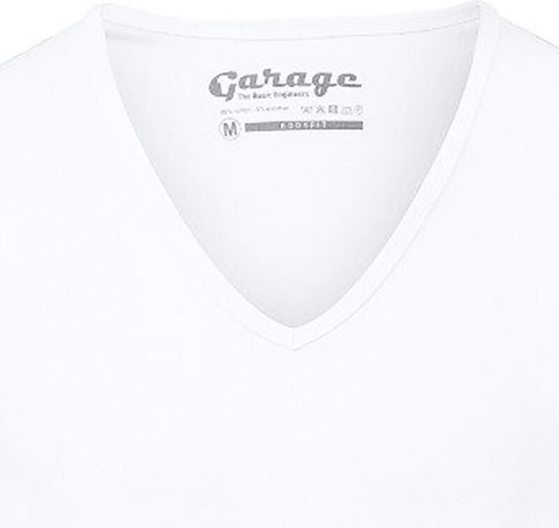 Garage T-shirt Stretch Basic Wit Diepe V-Hals