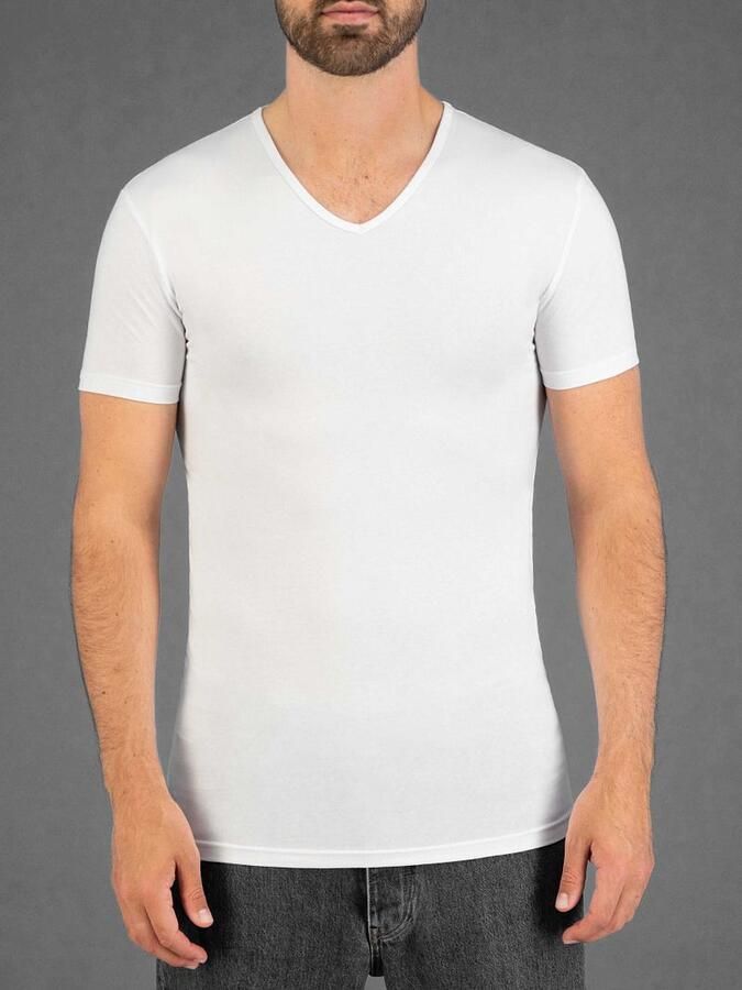 Garage T-shirt Stretch Basic Wit V-Hals - Foto 3