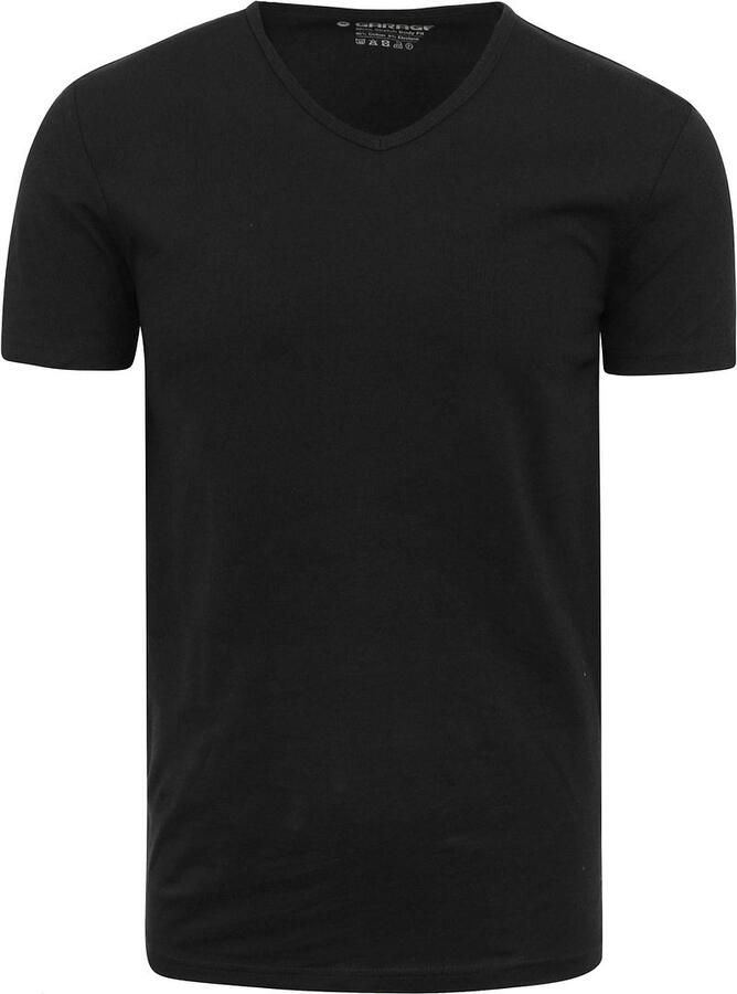 Garage T-shirt Stretch Basic Zwart V-Hals - Foto 3