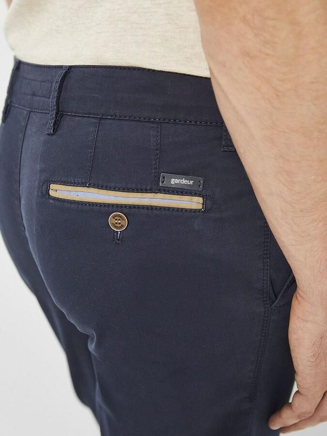 Gardeur Donkerblauwe Katoenen Broek Slim Fit Blue Heren - Foto 4