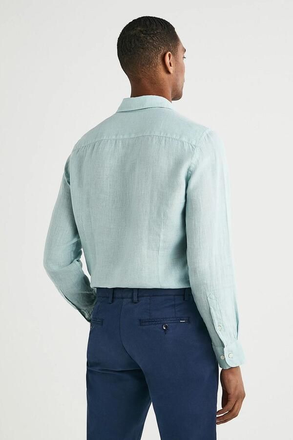 Hackett Overhemd Garment Dyed Groen - Foto 4