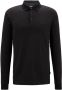 Hugo Boss Organisch Katoenen Longsleeve met Platte Gebreide Kraag Black Heren - Thumbnail 1